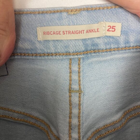 Levis Ribcage Straight Ankle Jeans Womens 25 Light Wash Button Fly Loose - Picture 5 of 8